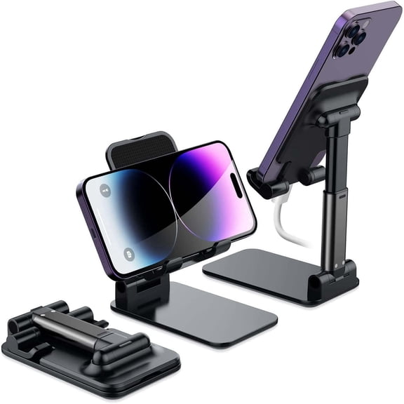 BRICKSWAN Adjustable Phone Stand, Foldable Desktop Holder with Height and Angle Adjustment for Smartphones, Tablets, and Nintendo Switch
