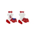 thumbnail image 2 of Loicainy Infant Baby Girl 4th of July Clothes Set 3 6 9 12 18 Months Letter Bow Print Short Sleeves Romper and Layered Ruffles Shorts Cute Headband Socks 5Pcs Outfits, 2 of 9