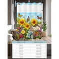 thumbnail image 6 of No Hook Cloth Fabric Shower Curtain with Snap in Liner, Spring Wildflower Waterproof Shower Curtains Set with See Through Top Window, Floral Leaves Country Pastoral Bath Curtains Shower 72"x96", 6 of 6