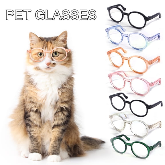 Small Pet Glasses Round Plastics Cosplay Props Eyewear, Cute Vintage Fashion Sunglasses for Cats and Small to Medium Sized Dogs, Funny Birthday Party Costume Photo Shoots Accessory