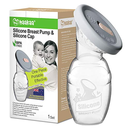 Haakaa Manual Breast Pump Breastfeeding Pump 4oz/100ml+Lid Food Grade Silicone