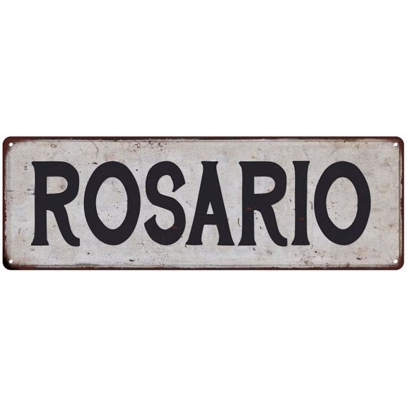 ROSARIO Vintage Look Rustic Chic Metal Sign 8x24 108240036804