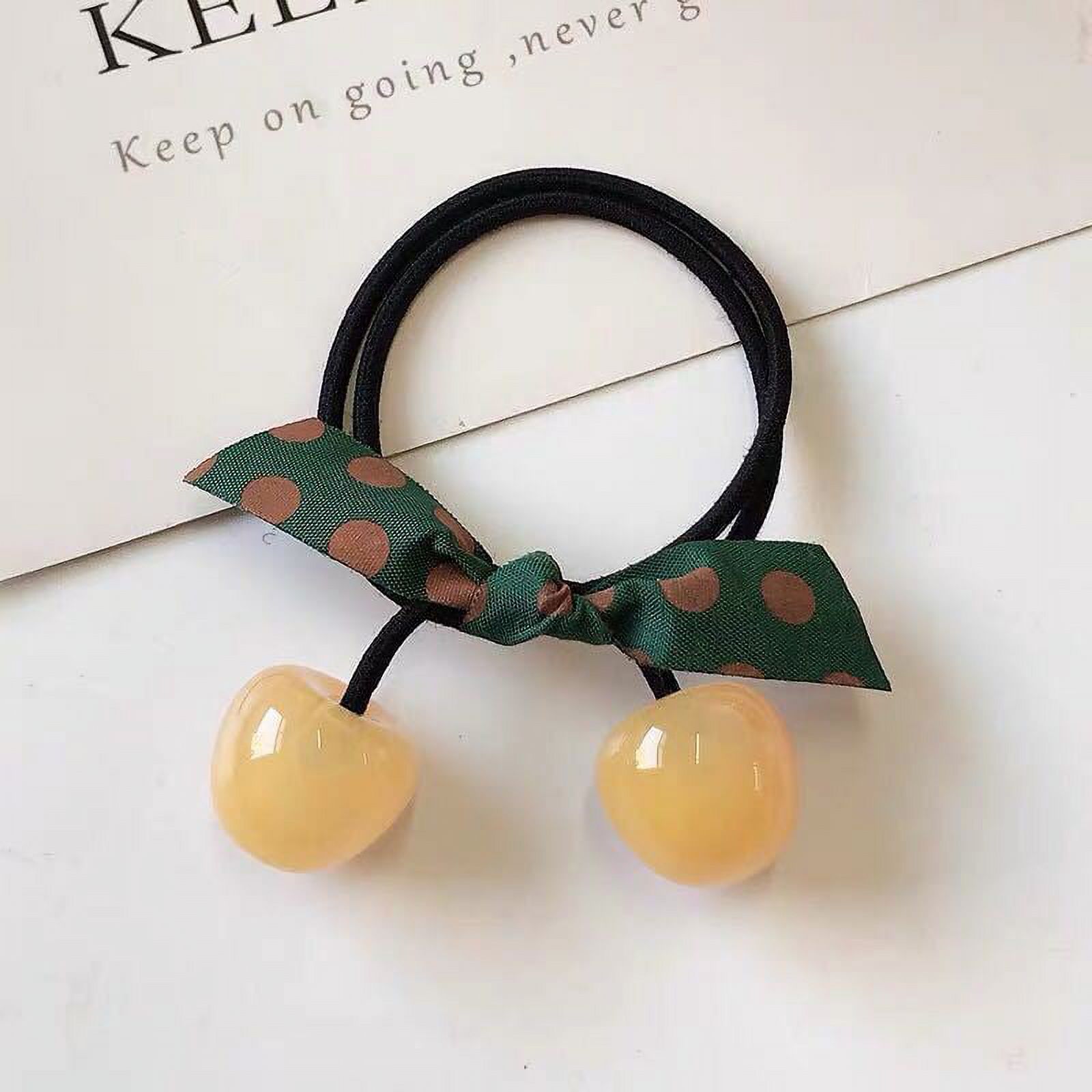 KIKI HOME Japanese Cute Cherry Shaped Hair Ties - 3 Piece Set of Rubber Band Bow Hair Ropes for Women