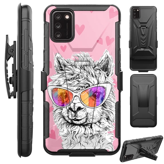 Compatible with TCL A3X Hybrid Luxguard Holster Phone Case Cover (Llama Love)