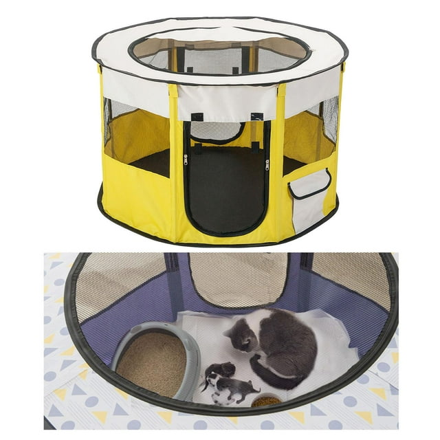 Parque para Mascotas Portátil, Plegable para Perros , , Bolígrafo para Juegos, Tiendas de , Perrera para Perros, Casa, Patio de Re - Amarillo M Yinane Perros Gatos Play Pen