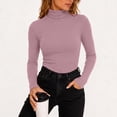 thumbnail image 3 of Perfectbot Women's Long Sleeve Tee Turtleneck Ribbed Knit Stretchable Top Fitted Basic Layering Shirt, 3 of 6