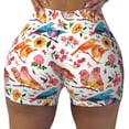 thumbnail image 2 of Honeii Flowers Birds And Butterflies Print Women's Workout Shorts, Gym Shorts for Active Wear, Sports Shorts,Women's Running Shorts,Quick Dry Athletic Shorts-Medium, 2 of 8