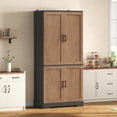 thumbnail image 2 of 70.9" Kitchen Pantry Cabinet with 6 Door Shelves & 4 Drawers, Farmhouse Freestanding Storage Cabinet with Anti-Tip Device, Tall Food Pantry for Kitchen Dining Room, Brown, 2 of 8