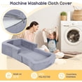 thumbnail image 4 of Toddler Travel Bed, 2-in-1 Foldable Portable Toddler Bed Sofa Chair, Soft Baby Kids Travel Floor Cot with Washable Covers Blue, 4 of 9