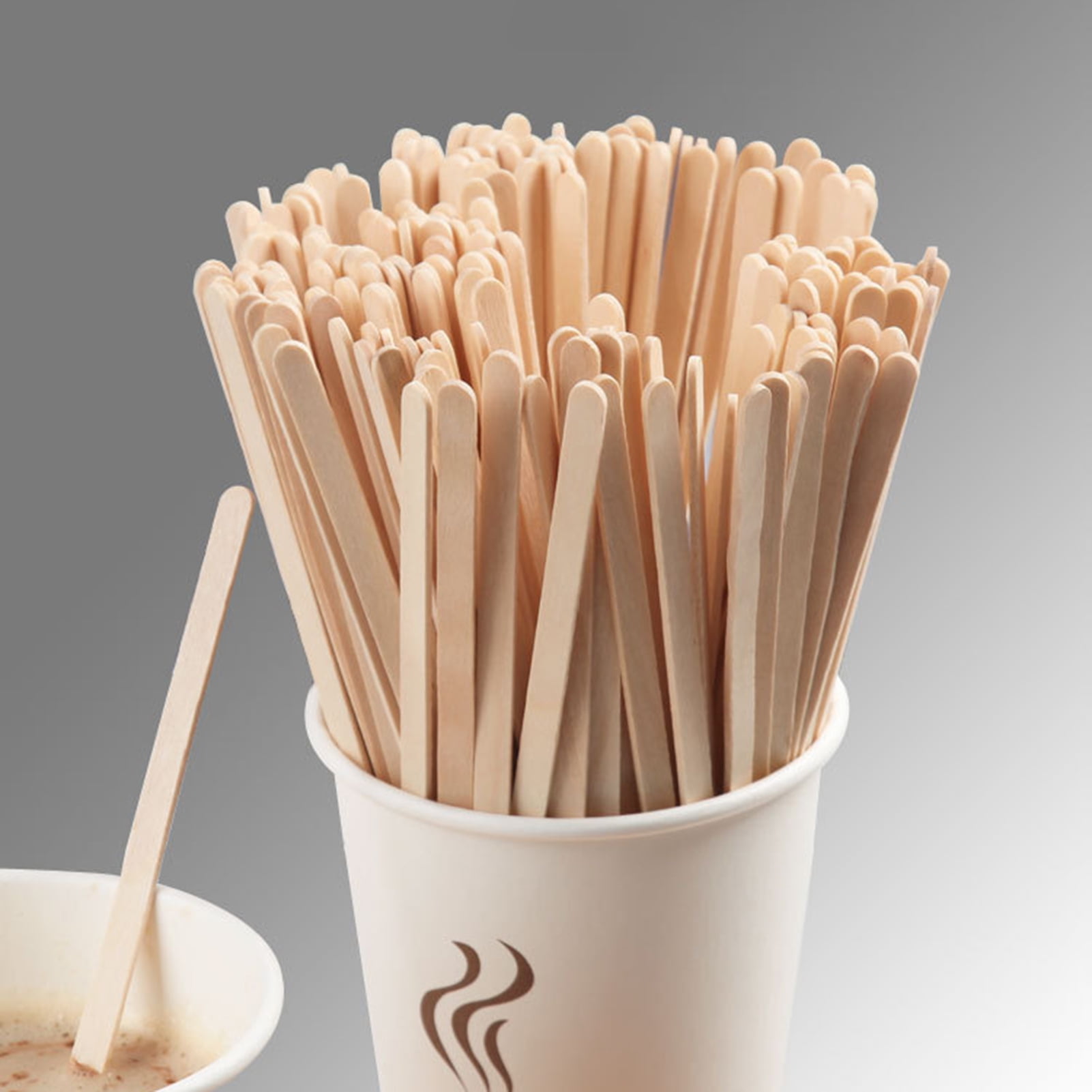 1,000ct Wooden 7.5" Wood Coffee Stirrers Rounded Ends Craft Sticks Stir Rods