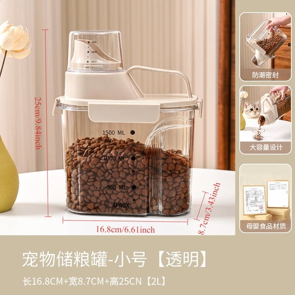 Thickened Dog Food Storage Bucket Pet Food Grain Storage Tank Kitchen Storage Rice Box Cat Food Grain Sealed Jar 2L/2.5L/3L