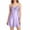 Purple, variant on Women's Sleep Dress V Neck Spaghetti Strap Lace Trim Satin Nightgown Silky Slip Dresses Comfy Loungewear Purple XS