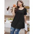 thumbnail image 2 of Womens Plus Size Short Sleeve Casual Summer Round Neck Shirts Tunics for Leggings, 2 of 6