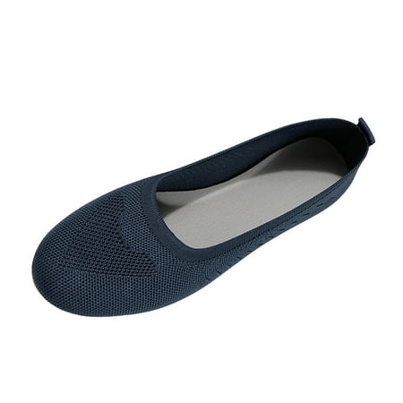 TOWED22 Women s Pointed-Toe Ballet Flat Shoes Knit Classic Ballet Flats Walking Shoes Casual formal Comfortable Slip-on Flat Shoes(Navy 9)