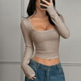 thumbnail image 6 of HAiming Cropped Sweater for Women Slim Fitted Round Neck Ribbed Long Sleeve Solid Color Pullover Tops, 6 of 6