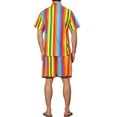 thumbnail image 3 of INSPIRE CHIC Striped Shirt Set for Men's Short Sleeves Beach Hawaiian Shirt and Shorts Suits S Rainbow Blue, 3 of 4
