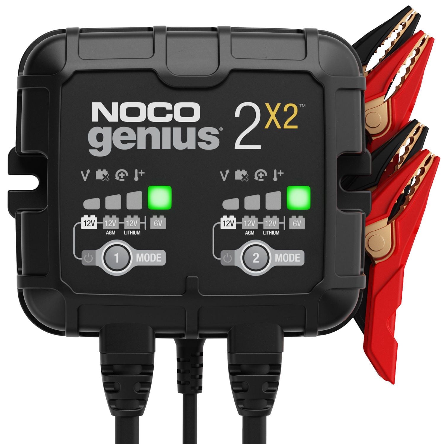 NOCO GENIUS2X2, 2-Bank, 4A (2A/Bank) Smart Car Battery Charger, 6V