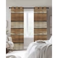 thumbnail image 2 of Brown Khaki Wooden Blackout Curtains for Bedroom 45 Inch Length 2 Panels Set, Vintage Farmhouse Retro Art Thermal Insulated Energy Saving Window Treatment Curtains Blackout Drapes 52"x45", 2 of 8