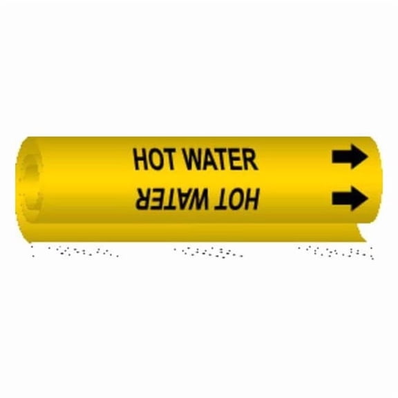Brady Pipe Marker,Hot Water,5 in H,8 in W 5707-O