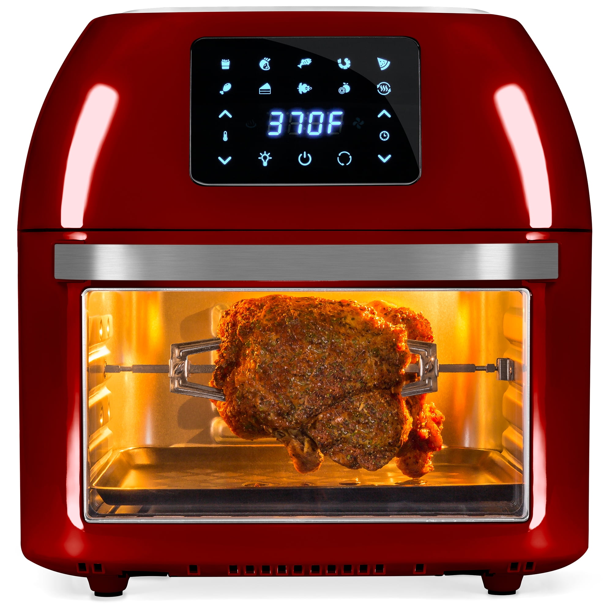 16 Quart Countertop Convection Oven with Rotisserie & Dehydrator Digital Touchscreen Silver built-in Smart Cooking Programs HIFRRUY Air Fryer 10-in-1 AirFryer Toaster Oven Combo Lock Function Accessories 