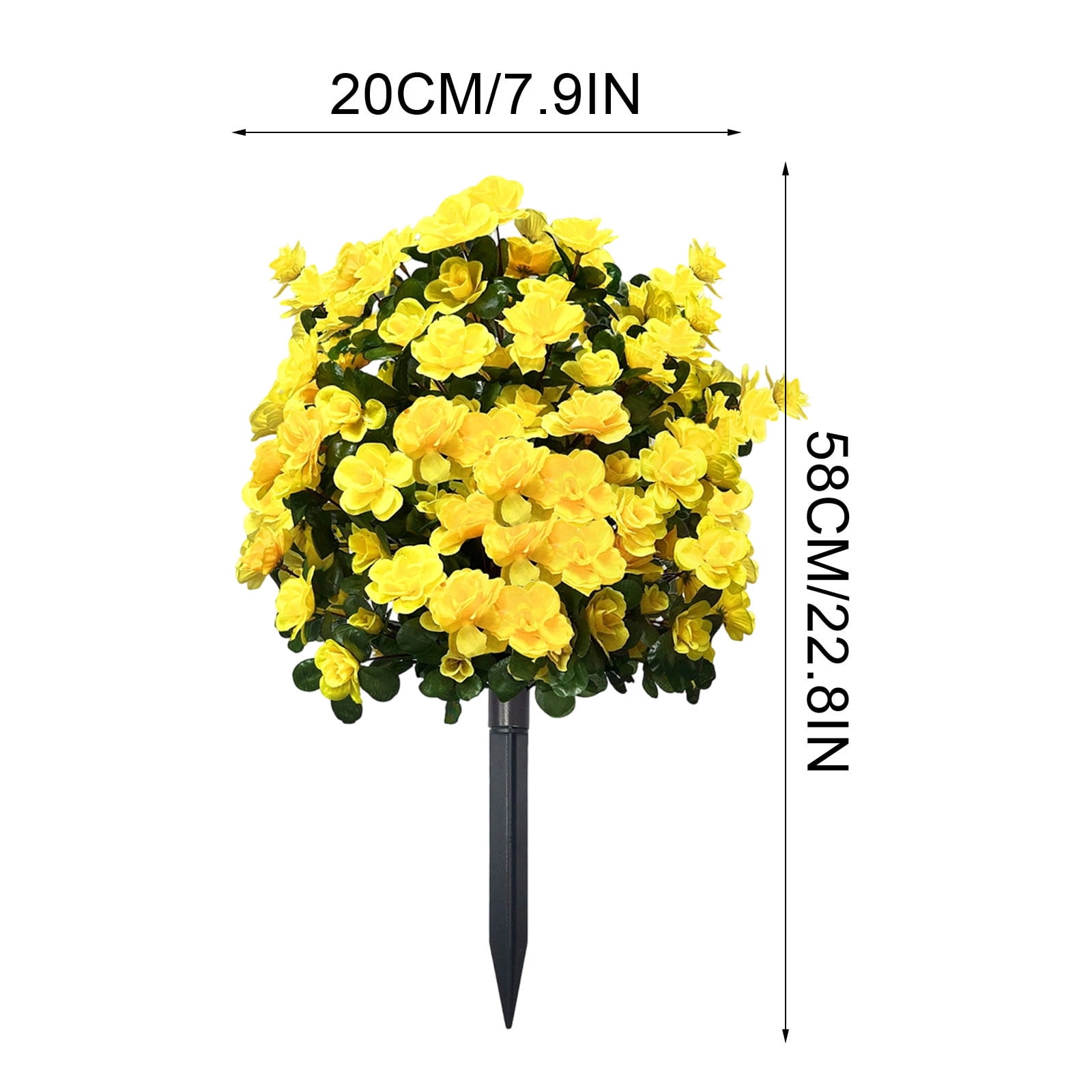 Flower Tree - Rhododendron, Yellow Fabric Flowers, Lifelike Green Leaves, Durable Plastic Stalk, Outdoor Decoration, Fashionable Scene Arrangement, to Insert, Garden, Patio, Yard, UV-Resistant