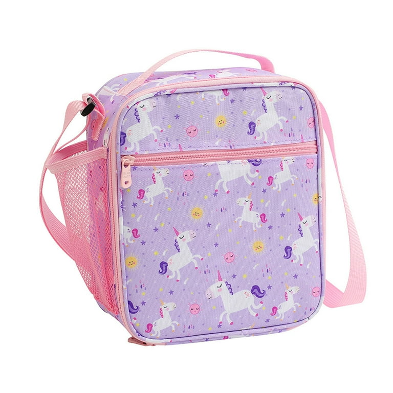 PWFE Cute Unicorn Lunch Boxes Bag for Girls,Reusable Lunch Box Containers  for Boys and Girls with Detachable Shoulder Strap(Blue) 