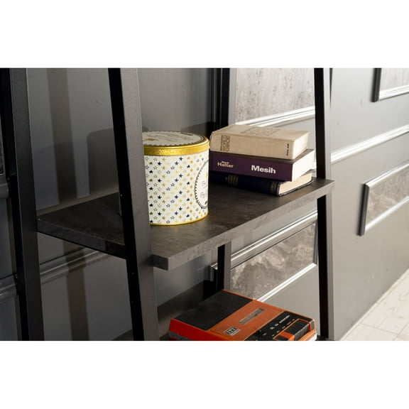 Newboti Furniture Leon 5 Tier Modern Ladder Bookshelf Organizers, Metal Frame Bookshelf for Small Spaces in Your Living Rooms, Office Furniture Bookcase, Grey 13147