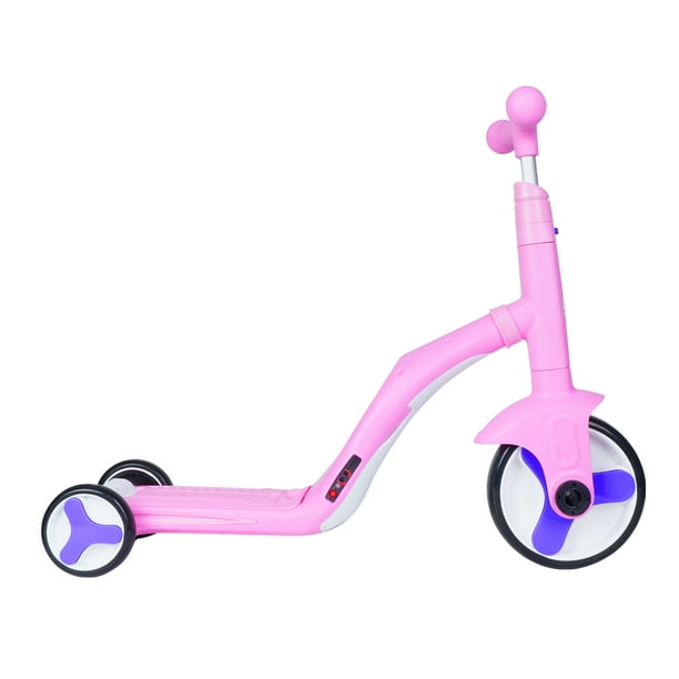 Scooter Infantil Multifuncional 3 en 1 para Niños Color Rosa | Montable Convertible en Patín, Triciclo y Bicicleta de Equilibrio para Niños y Bebés de 2 Años en Adelante| Incluye Luces y Sonido