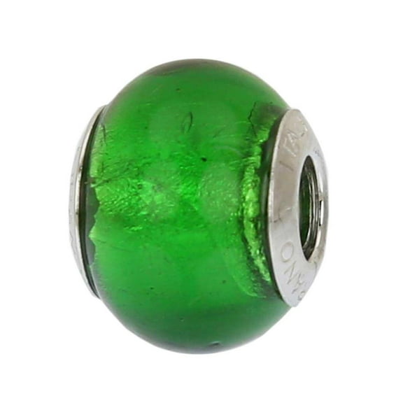 GlassOfVenice Murano Glass Sterling Silver Green Charm Bead