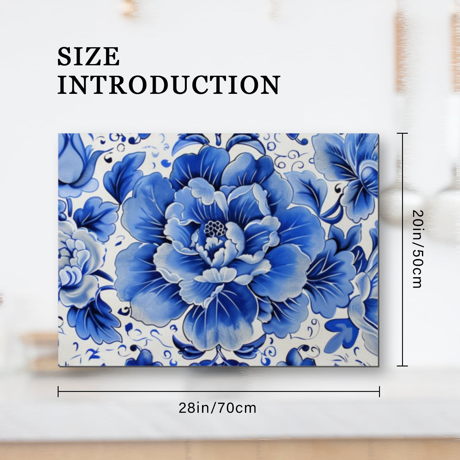 Square Stovetop Cover for Electric Stove, Blue And White Pattern With Peonies Washable Oven Covers, Dustproof Waterproof Oilproof Mat for Kitchen RV (28×20 Inch)