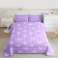 thumbnail image 2 of Feelyou Cartoon Purple Bow Kid Twin Comforter Sets, Bowknot Butterfly Bedding Set, 2-Piece, 2 of 8