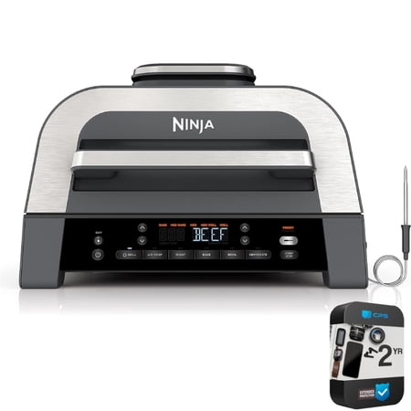Restored Ninja DG551 Foodi Smart XL 6-in-1 Indoor Grill w/ Smart Cook SystemBundle with 2 Year Enhanced Protection Pack (Refurbished)