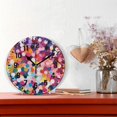 thumbnail image 2 of Yayeee 10" Wall Clock Battery Operated Quartz Round Silent Non-Ticking Home Decor, Black Colorful Circles, 2 of 6
