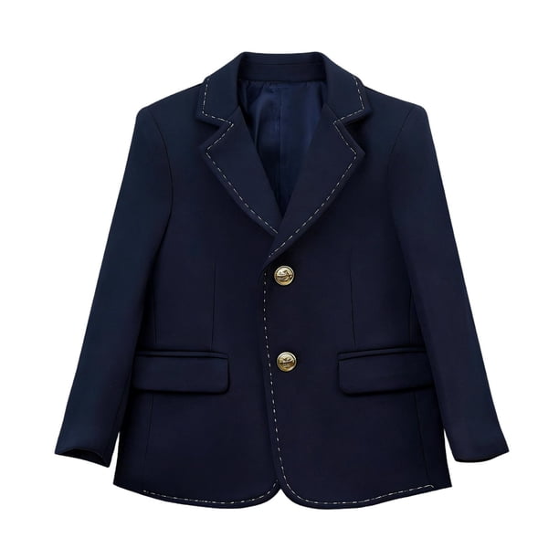 Odeerbi Chaqueta de Blazer de Chicos y Niñas Con Muesca de Solapa Botón de Metal Blanco Costurado Uniforme Escolar Chaqueta de Traje Formal
