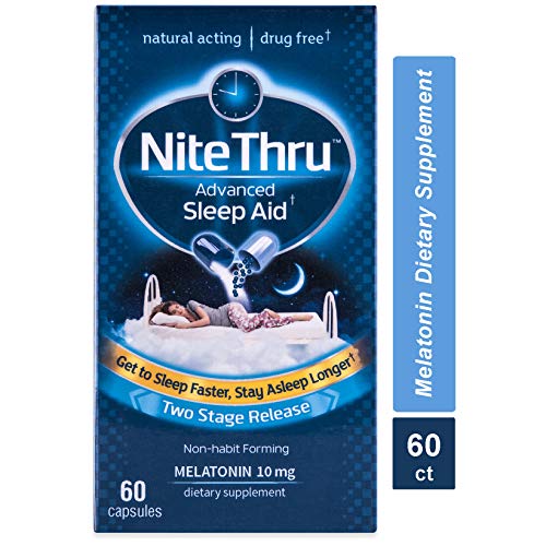 NiteThru Advanced Sleep Aid Melatonin Dietary Supplement, 60 Capsules (Packaging May Vary)