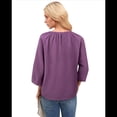 thumbnail image 3 of Blusas Elegantes de Estilo Bohemio con Cuello en V, Mangas 3/4 y Botones para Mujer, Color , Talla S, 3 of 8