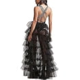 thumbnail image 3 of Vestido corto de mujer con espalda descubierta y aberturas cruzadas, de malla transparente y tul, de corte irregular, estilo midi, ideal para fiestas y para la playa., 3 of 3