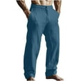 thumbnail image 3 of Axiiglly Mens Casual Pants Elastic Waist Soft Long Pants Zipper Lightweight Wide Leg Pants Loose Baggy Beach Pant with Pockets S, 3 of 7