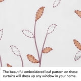 Creative Home Ideas Sheer Embroidered Leaf Curtains – 54x63 Inch Single Panel, Coral, Grommet Top