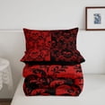 thumbnail image 5 of jejeloiu Gothic Skull Queen Comforter Set,Baroque Damask Comforter Sets Queen For Adults,Red Black,Black Reversible,3-Piece,1 Comforter and 2 Pillowcases, 5 of 7