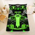 thumbnail image 5 of Manfei Race Car Bed Sheets,Checkerboard Pattern Full Size Sheets,Green,4pcs,1 Flat Sheet, 1 Fitted Sheet and 2 Pillowcases, 5 of 6