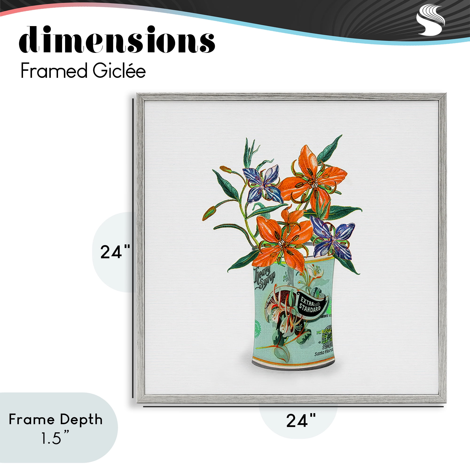 Stupell Industries Lilies in Retro Tin Gray Framed Giclee Art, design by Val Rhodes
