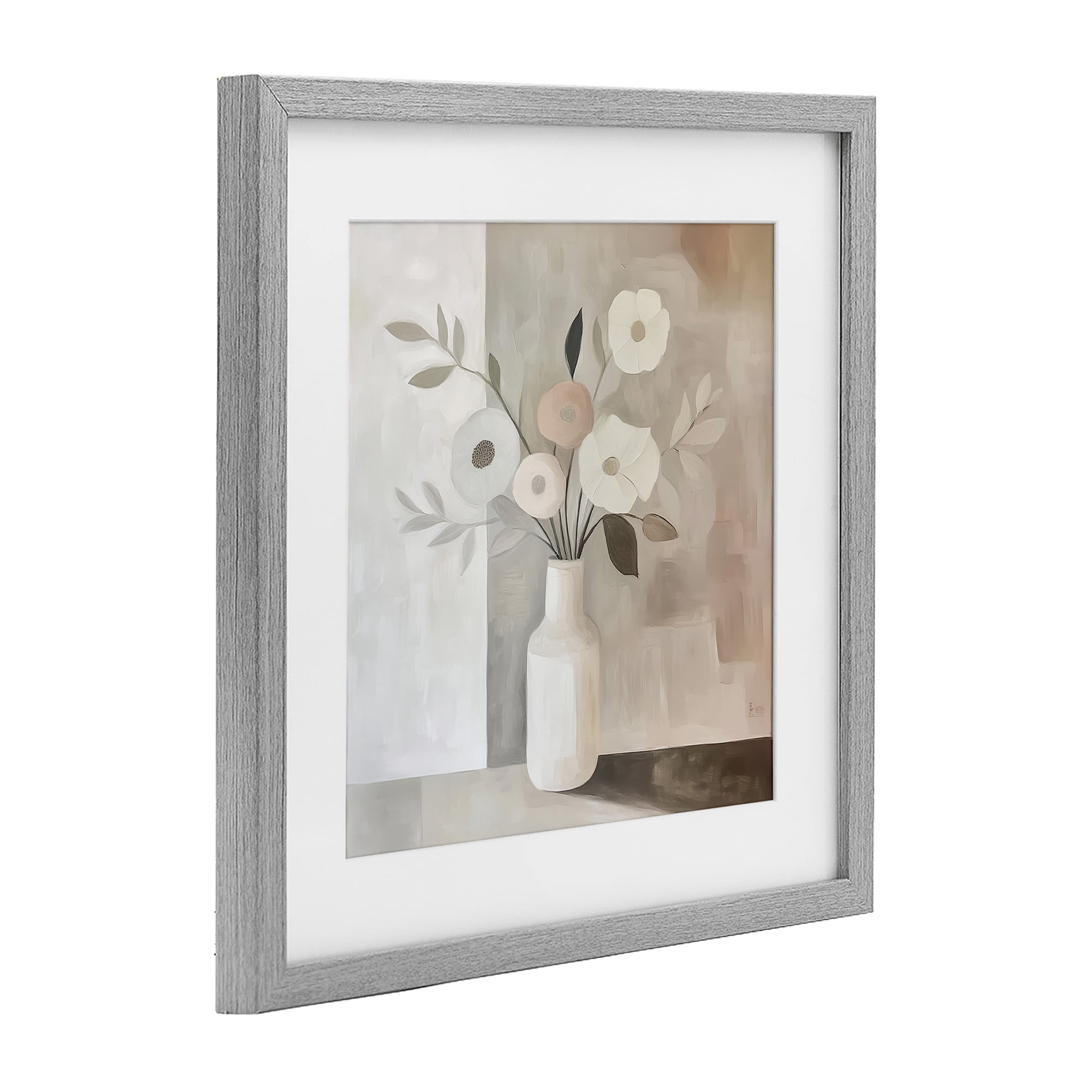 Stupell Industries Minimalist Muted Flower Vase Gray Framed Print Under Glass, design by Heidi Kuntz