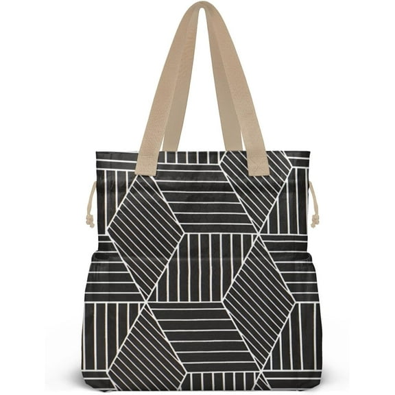 Lunch Bag for Women Insulated Womens Drawstring Lunch Bag for Work, Stain-Resistant Large Lunch Box for Women with Containers, Cinch Closure Cromwell Bag Black Man Reusable Lunch Bag Office