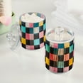 thumbnail image 2 of Yayeee 4 Pack Qtip Holder Bathroom Cotton Swab Canister with Lid Clear Dispenser Set, Pink Checkered Pattern, 2 of 6