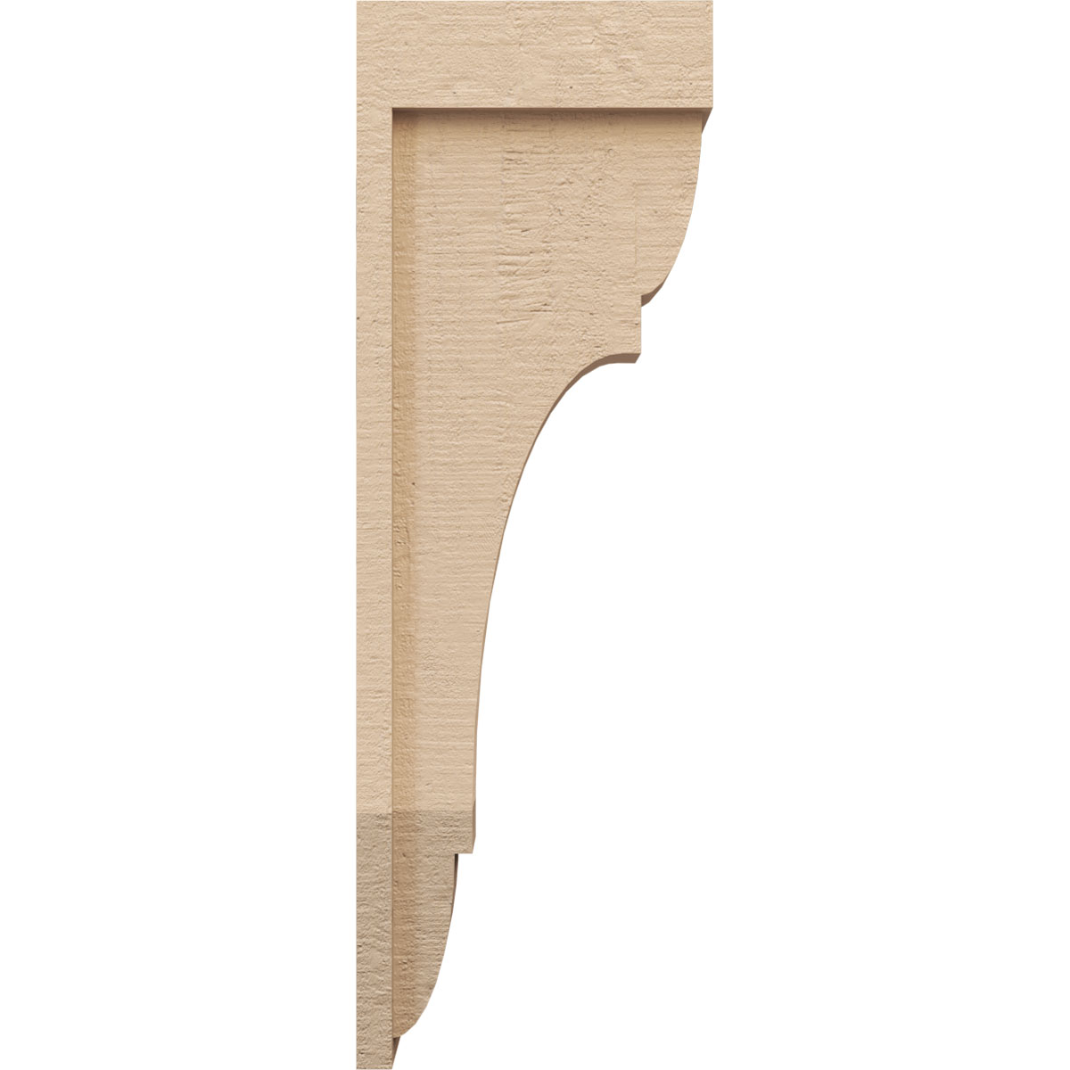 4"W x 8"D x 24"H Thin Bryant Rough Cedar Woodgrain TimberThane Corbel, Primed Tan