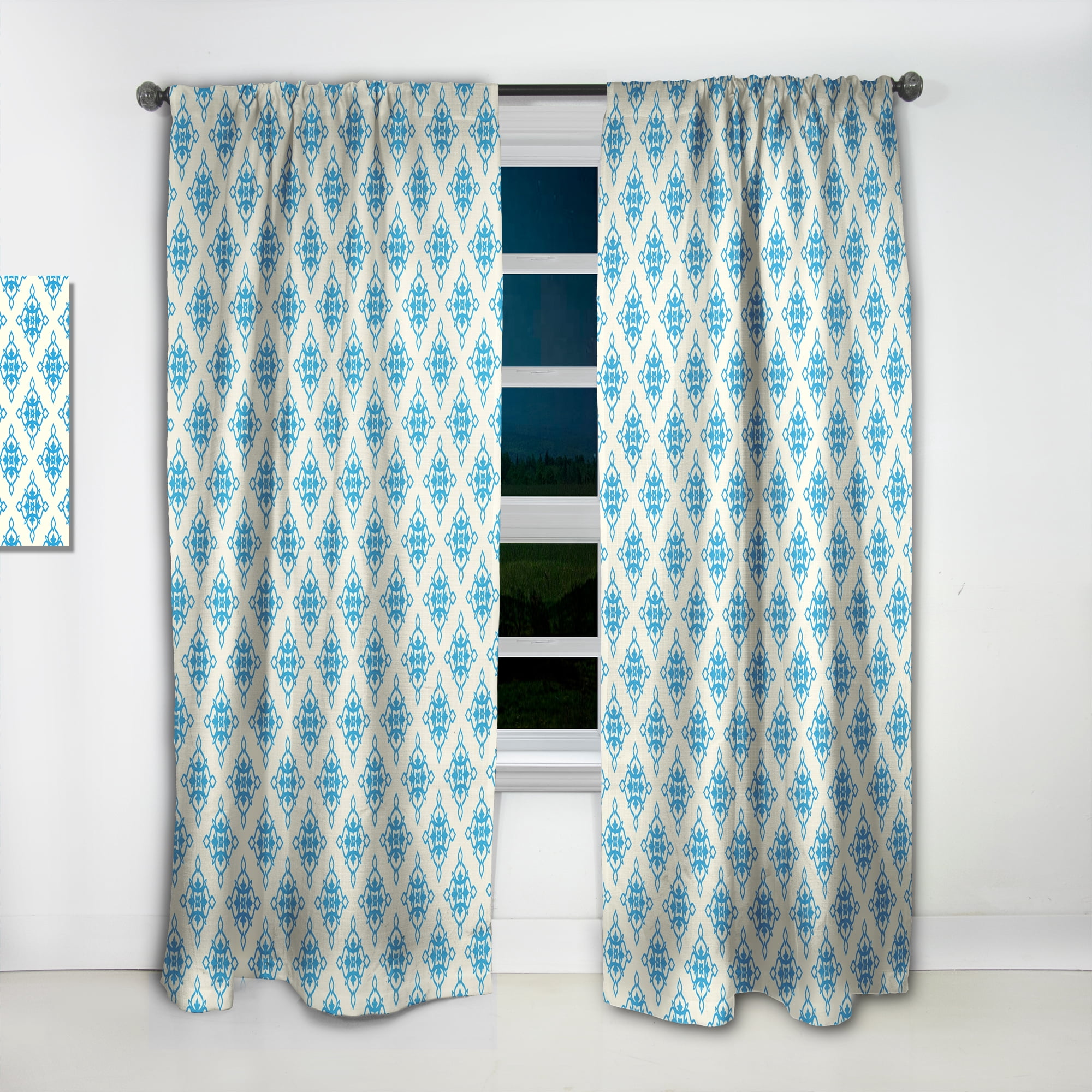 Designart 'Ornamental Retro Pattern I' Mid-Century Modern Curtain Panel