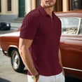 thumbnail image 5 of Dwelliawo Men's Polo Shirts Casual Summer Knit Textured Short Sleeve Shirt Beach Vacation Stretchy Golf Shirts Wine L, 5 of 5