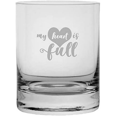 

My Heart Is Full Mother s Day Etched 11oz Crystal Rocks Whisky Glass
