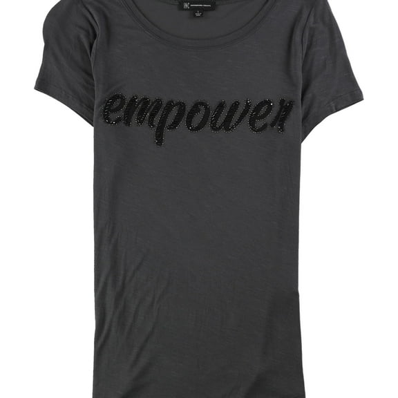 I.N.C Womens Empower Embellished T-Shirt, Grey, Medium